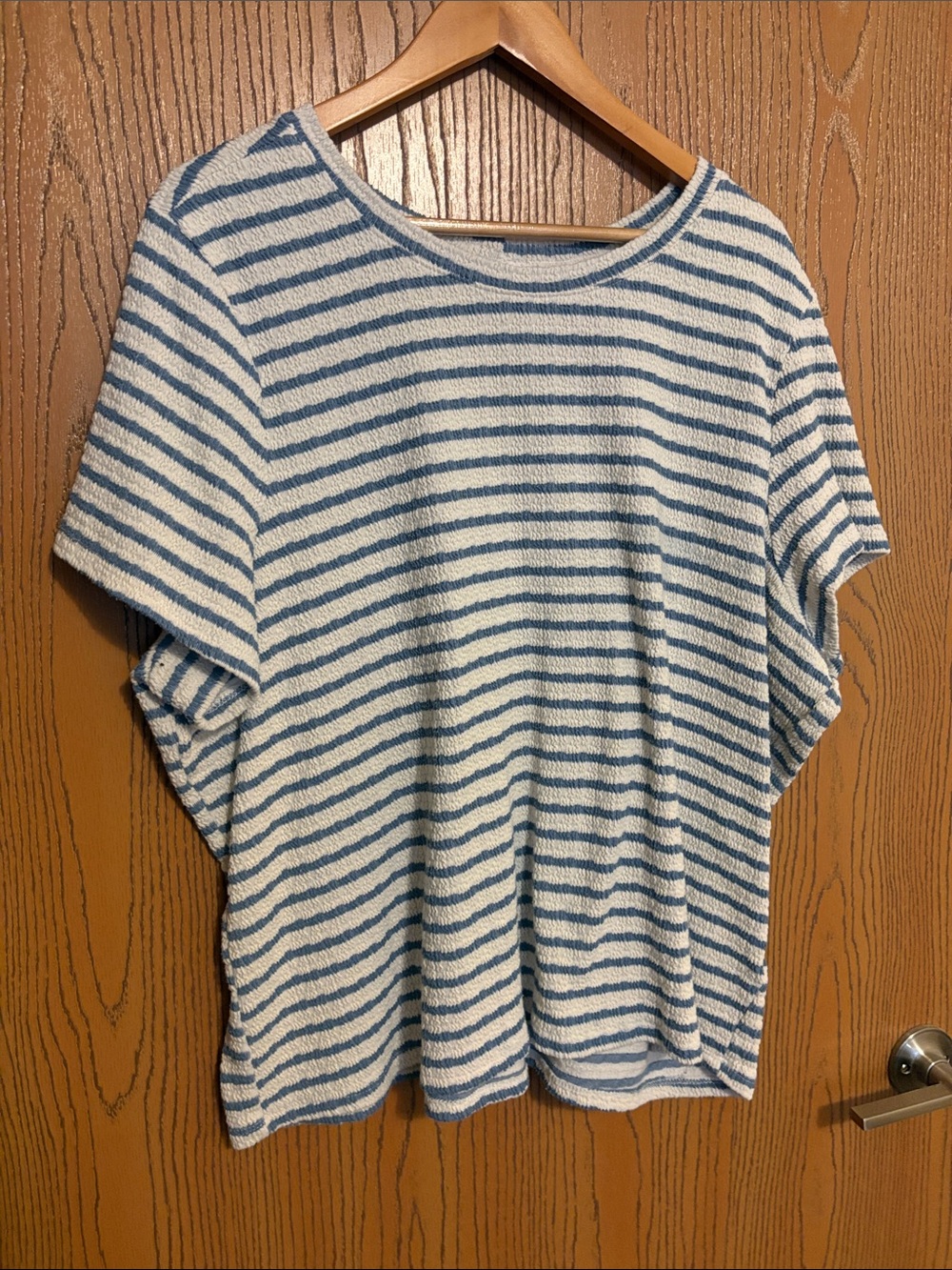 Blue and white striped top